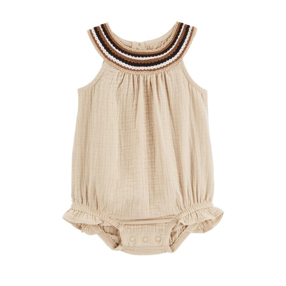 Baby Crochet Gauze Romper Brown Size 24 Months